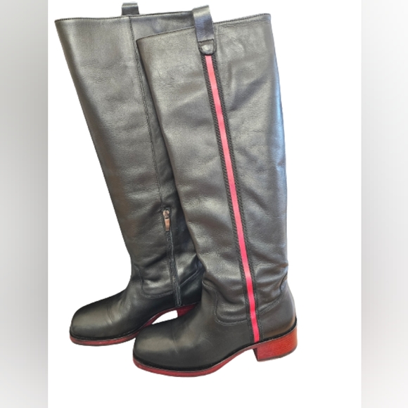 Laura Bellariva 4681 Black Red/ Leather Zip-Up Knee-HighBoots 39/ US 8.5 Italian - Picture 8 of 9